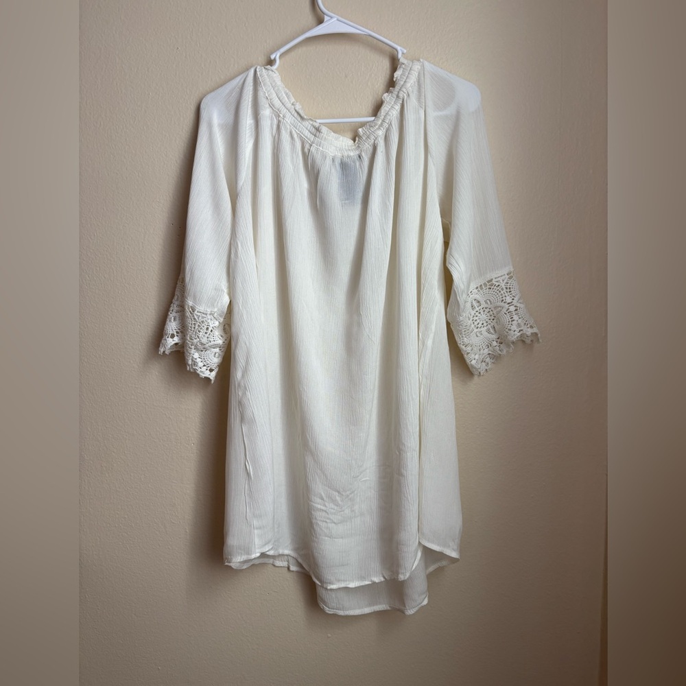 White Off-Shoulder Blouse - Picture 3 of 5